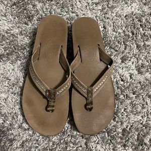 Rainbow platform flip flops